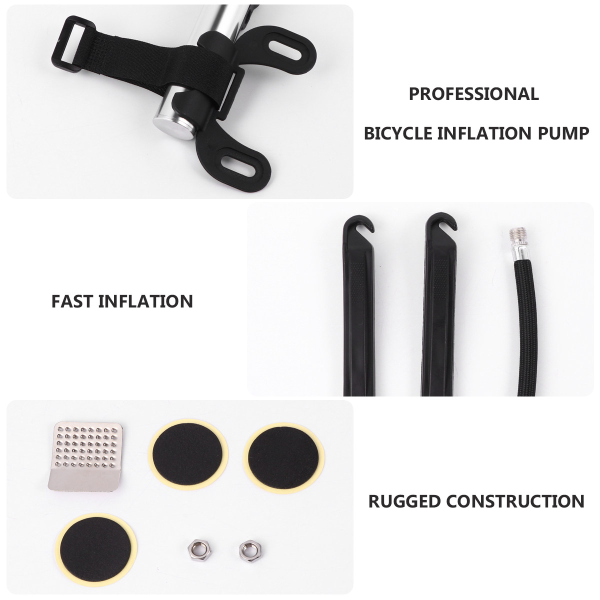 Bike Pump Frame Mount - طقم إصلاح ثقوب الإطارات للدراجات، مضخة